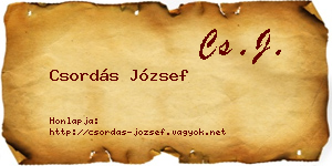 Csordás József névjegykártya